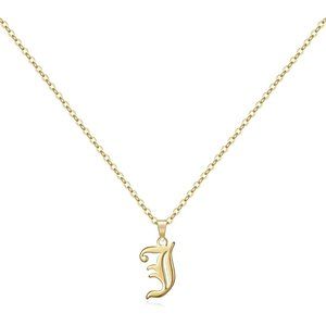 J - Gold Old English Initial Necklace